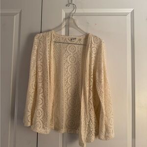 Simply Noelle Ivory Lace Open-Front Cardigan size small